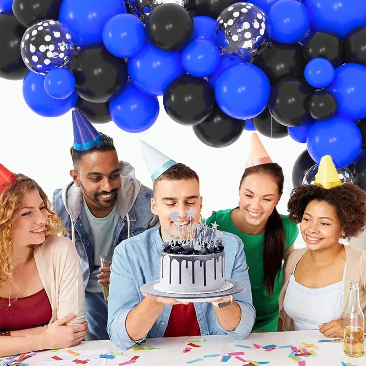 Royal Blue & Black Balloon Garland Arch Kit - Festive Decorations for Baby Showers & Birthdays