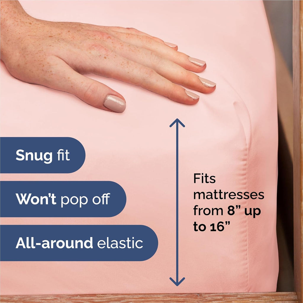 Skiennix Full Size 4-Piece Sheet Set - Comfy, Breathable & Cooling Hotel Luxury Bedding - Ultra-Soft, Deep Pockets - Baby Pink
