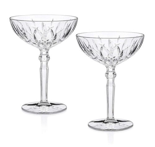 HISTORY COMPANY Chez Paree 1933 Nightclub-Inspired Chicago Cocktail Coupe Glass – 2-Piece Set for Craft Cocktails (Gift Box Collection)