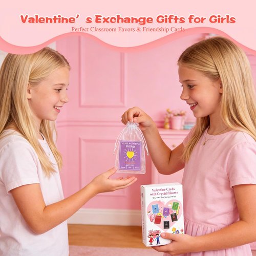 12 Pack Valentine’s Day Gifts for Kids, Valentine’s Day Cards with Heart-Shaped Crystal Gemstones for School Classroom Exchange, Valentine Party Favors&Goody Bag Fillers for Girls and Boys Ages 4–12