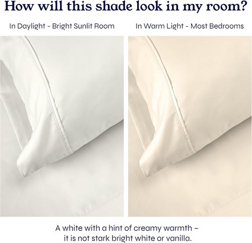 California Design Den Pillowcase Set - 400 Thread Count 100% Cotton Sateen, Soft & Breathable - Ivory, Queen Size (Set of 2)