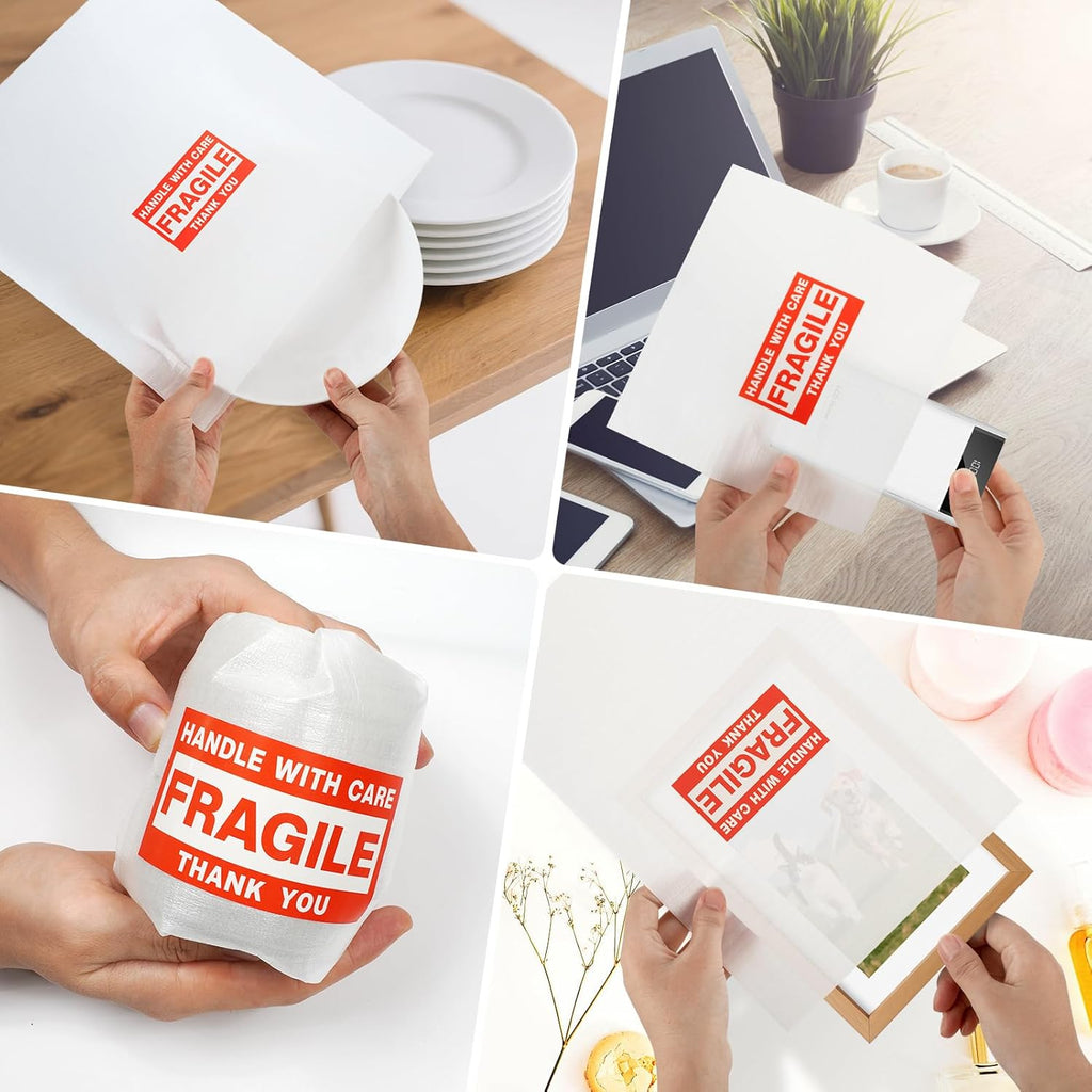 Regine Switzerland Dish Packing Supplies - 560 Pcs High-Density Foam Wrap Pouches & Sheets | 4 Sizes with Fragile Stickers