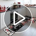 Black Snowman Snowflake Christmas Kitchen Rugs Set of 2 - 17x47 and 17x30 Inches, Non-Slip Holiday Floor Mats for Home & Kitchen, Variation: Black / 1'5" x 3'11"