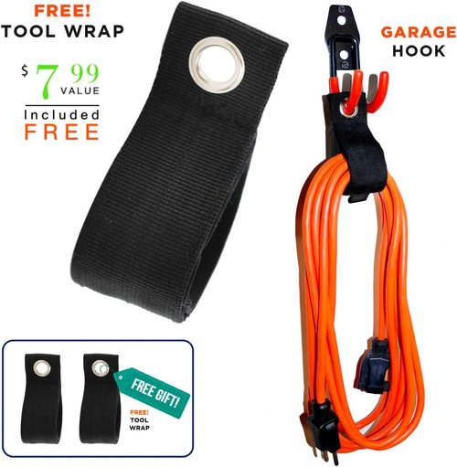 Garage Hooks - Heavy Duty Wall Storage Hanger | 12 Pack with Extension Cord Straps for Tools & Bikes (Orange)