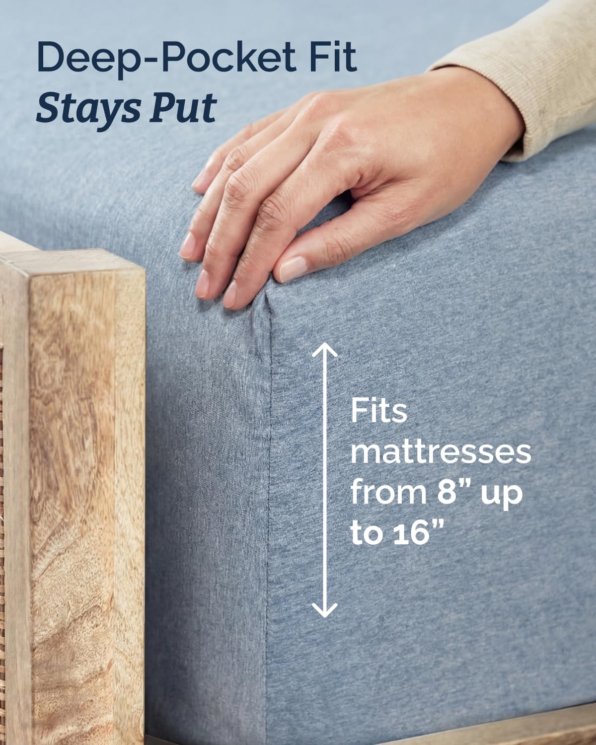 Skiennix Full XL Bed Sheet Set - Soft, Breathable & Cooling 4-Piece Luxury Bedding - Deep Pockets, Fade & Wrinkle Free in Heathered Blue