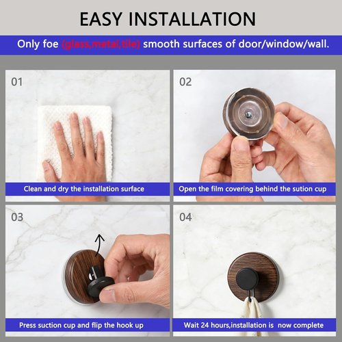 Heavy Duty Wreath Hanger by [Brand Name] - Versatile Suction Cup Hooks for Front Door & Windows | Walnut, 2-Pack