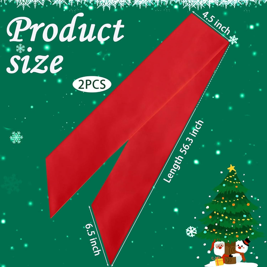 RunNico Front Door Wreath Blank Sash - 2 Pack Red Sash for Christmas & Halloween DIY Decor