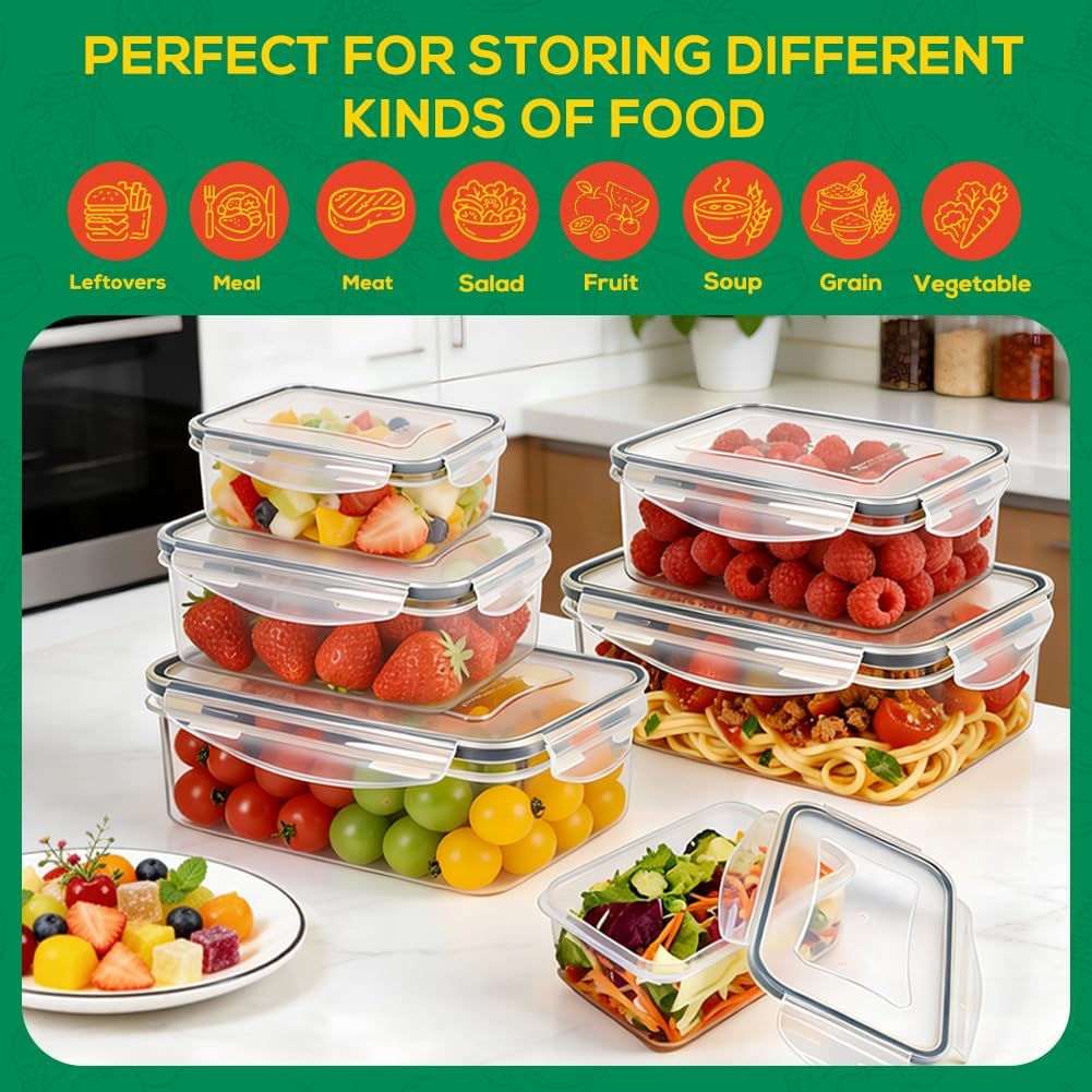 Skiennix 6 Pack Large Food Storage Containers - BPA-Free, Airtight & Leakproof, 85oz/50oz/34oz Sizes