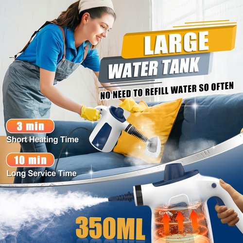 Powerful High-Pressure Steam Cleaner for Home, One-Touch Handheld Steam Cleaner with Safety Lock,9PCS Attachments, 350ML Steamer for Deep Cleaning Tile, Grout, Windows, Shower, Car, bathrooms,Kitchens