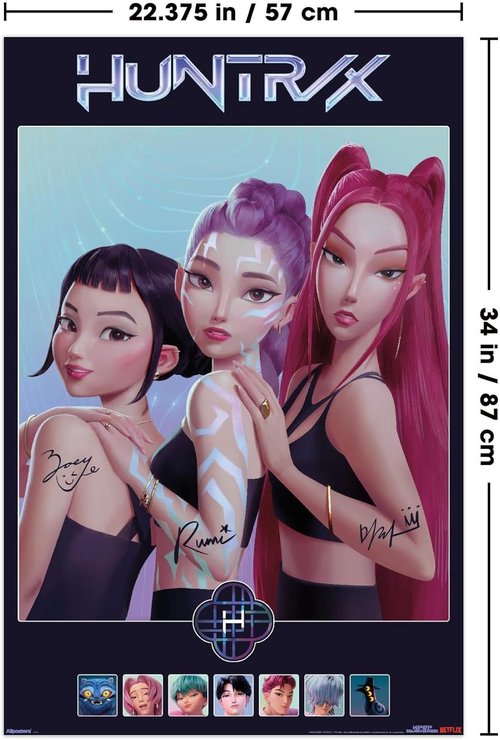 Huntrix | Netflix KPop Demon Hunters 2025 Wall Poster - Unframed, 34"L x 22.4"W, Perfect for Fans