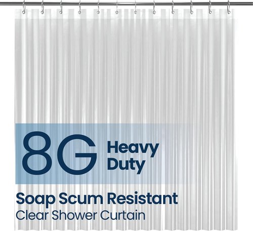 LiBa Waterproof Shower Curtain - Premium Non-Toxic PEVA Liner with Rust-Proof Grommets | Clear 72x84