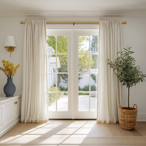 Lootkell Adjustable Warm Gold Curtain Rods - Heavy Duty 1" Diameter for Windows 72" to 144" | Solid Metal Finials