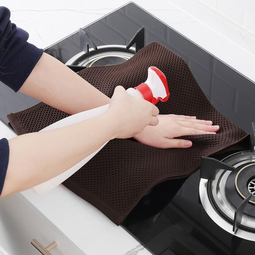 Homaxy 100% Cotton Waffle Weave Kitchen Dish Towels - Ultra Soft & Absorbent, 8-Pack, Dark Brown | 13 x 28 Inches
