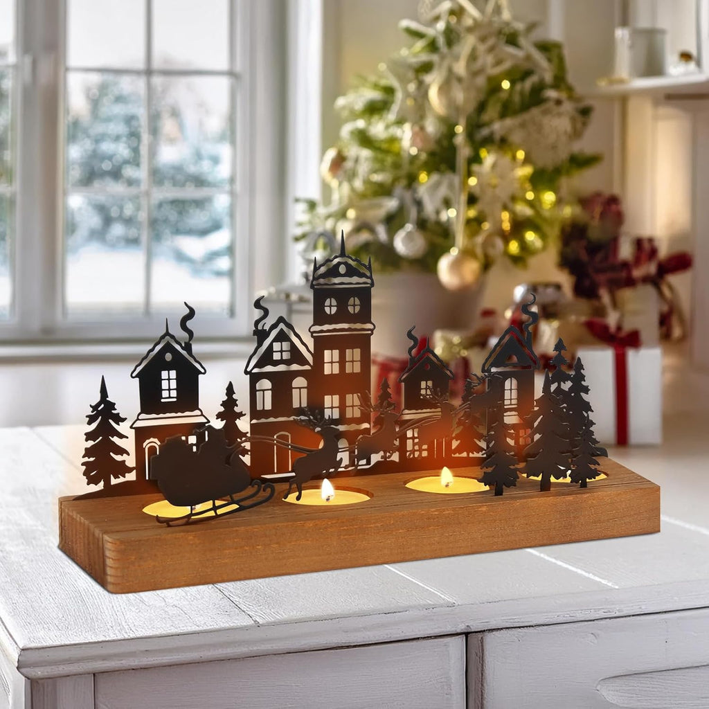 Regine Switzerland Christmas Candle Holder - Elegant 4-Seat Design for LED Tea Lights | Festive Votive Decor