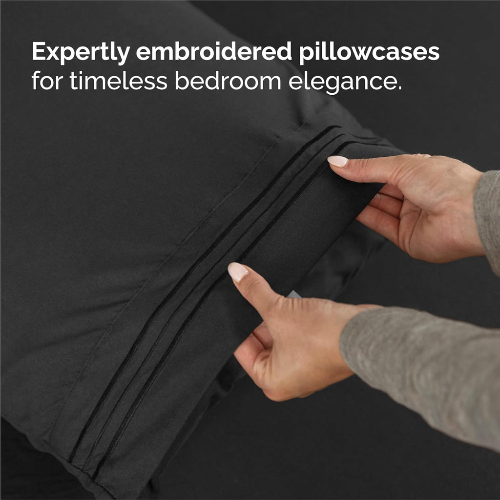 Split King Size 5-Piece Sheet Set | Comfy, Breathable & Cooling Hotel Luxury Bedding - Deep Pockets, Soft, Wrinkle-Free - Oeko-Tex Certified, Black