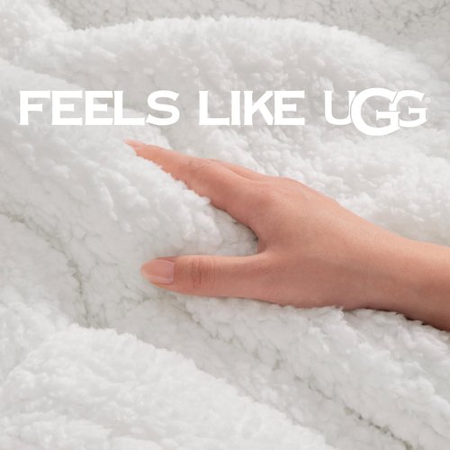 UGG Nita Throw Blanket for Bed, Soft Reversible Plush Throw for Couch and Living Room, Cozy Fluffy Blanket, Washable Bedding, Home Decor, 50-inch x 70-inch, Charcoal Grey