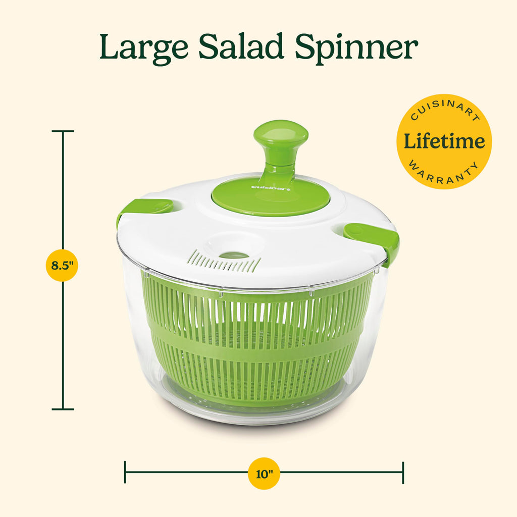 Cuisinart Large Spin Stop Salad Spinner- Wash, Spin & Dry Salad Greens, Fruits & Vegetables, 5qt, CTG-00-SAS1