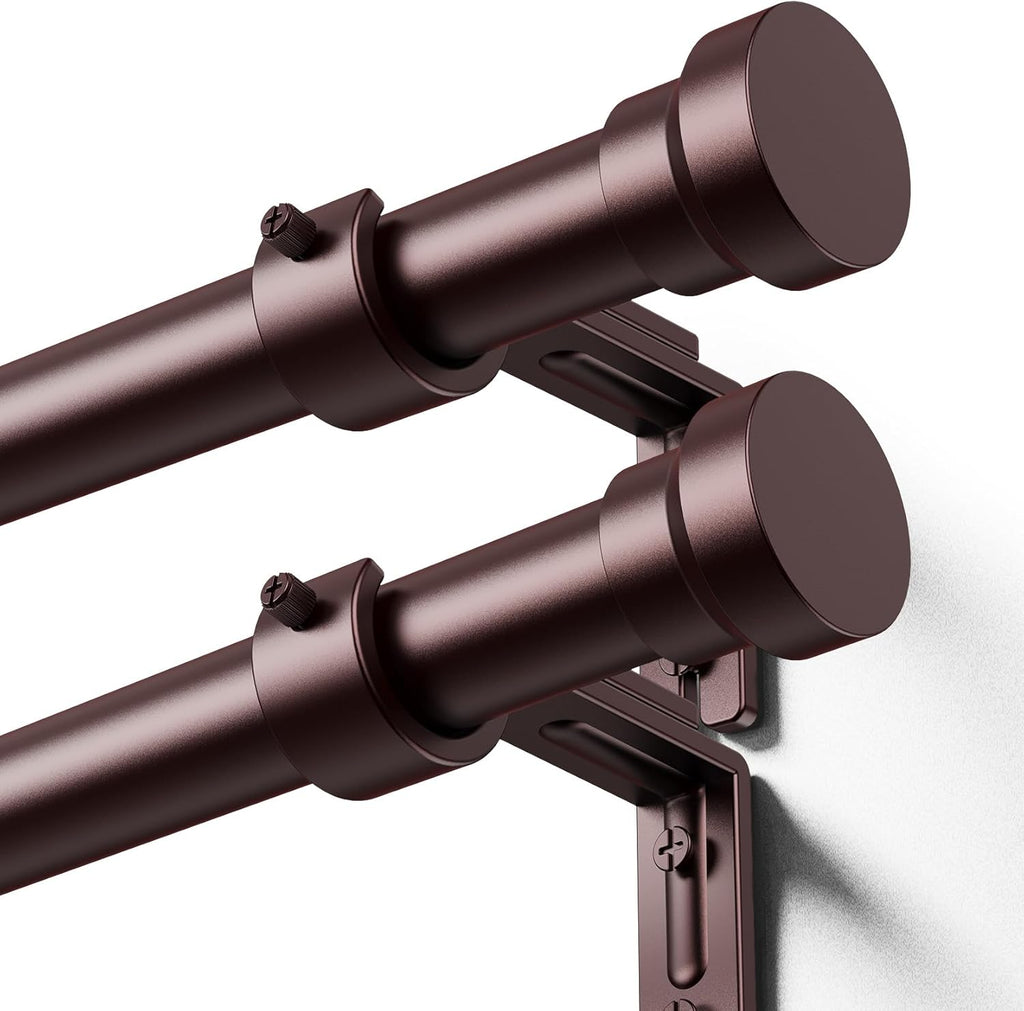 YaFex Curtain Rods - Heavy Duty 1 Inch Adjustable Window Treatment Rods | 32-144 Inch, Bronze Finish