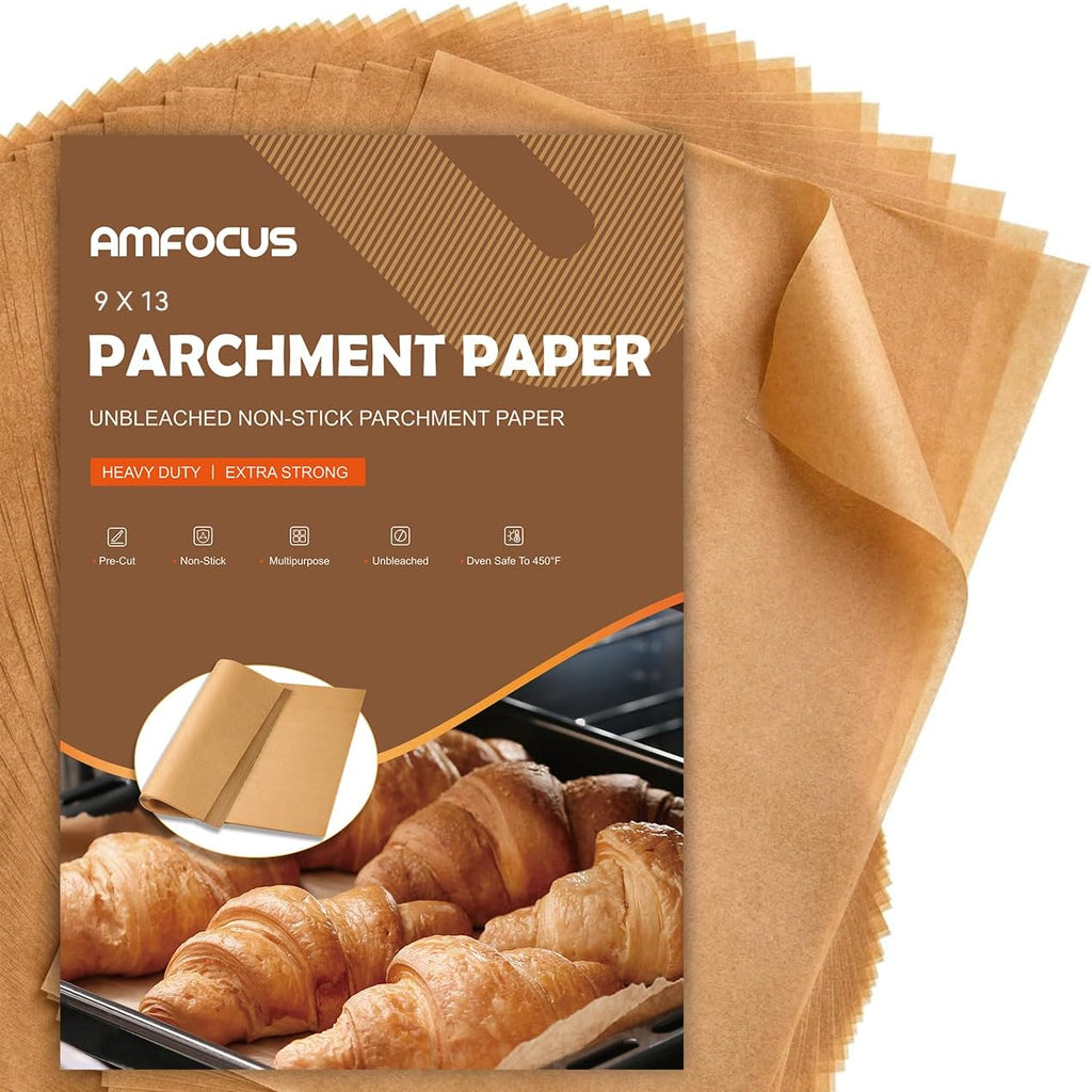 Parchment Paper Sheets by [Brand Name] - 200 Non-Stick Precut Baking Sheets | 9x13 In, Unbleached, Ideal for Bread, Cakes & Cookies