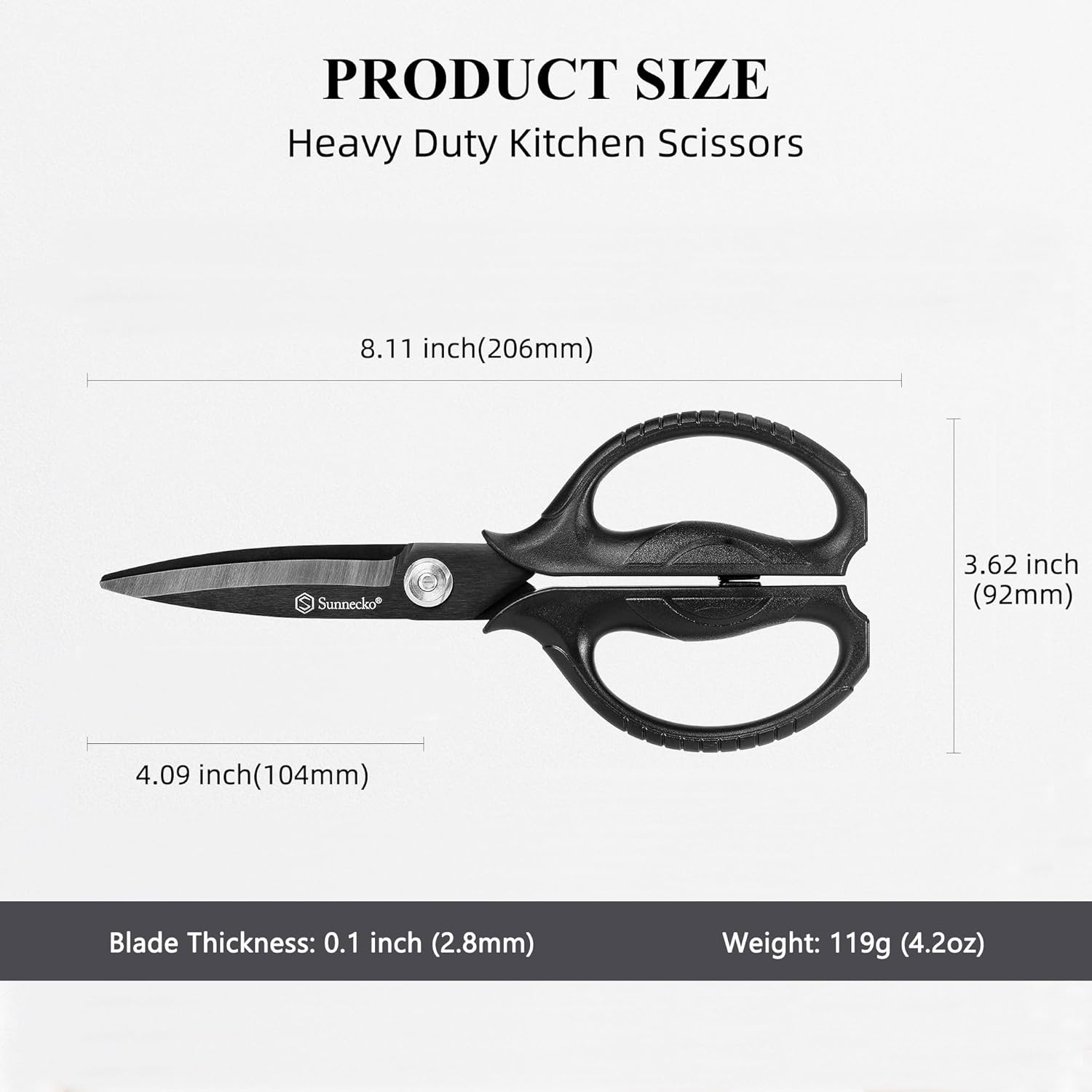 Sunnecko Kitchen Scissors - Heavy Duty Titanium Coated Shears with Micro Serrated Blades | All Purpose Kitchen Tool