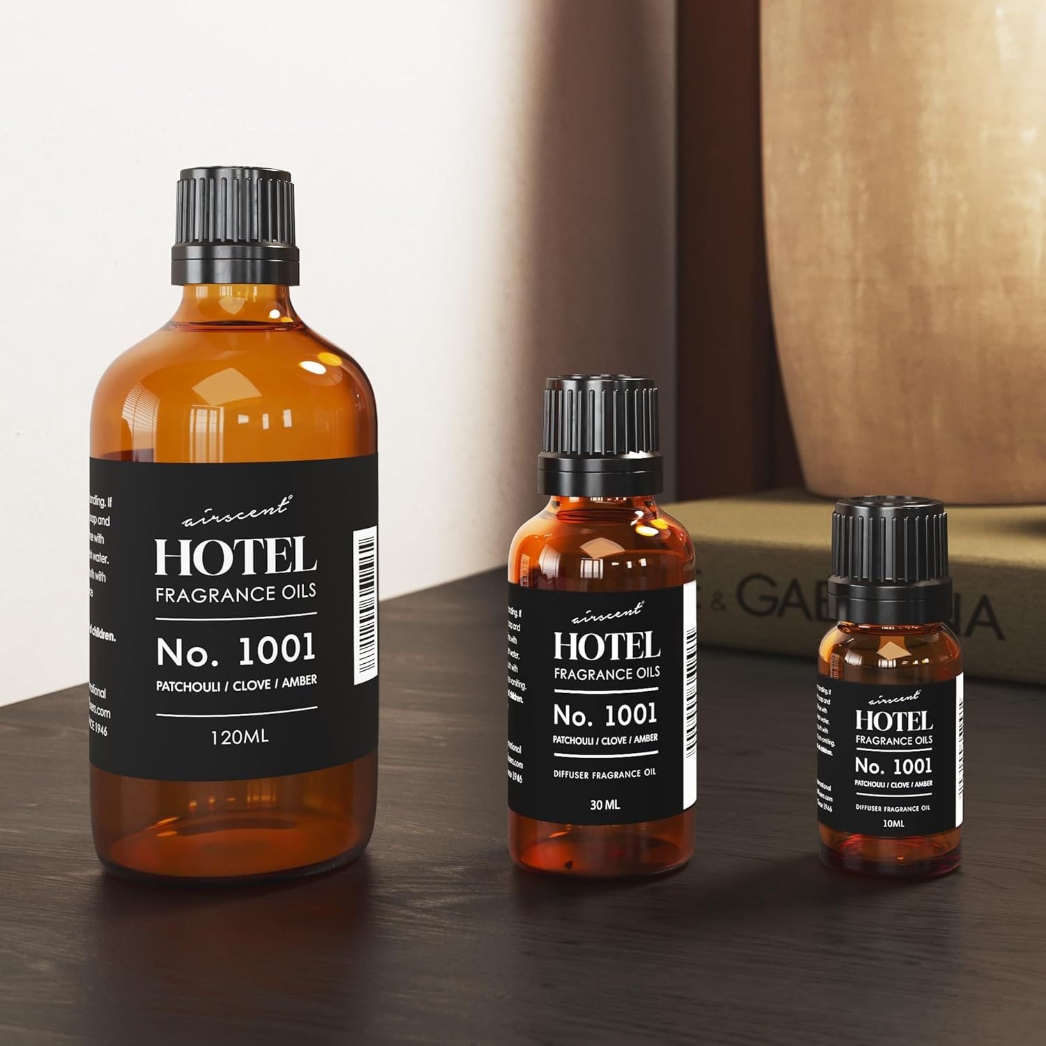 AirScent Hotel Diffuser Oil No. 1001 - Premium Patchouli Clove Amber Fragrance - 10 mL Glass Dropper Bottle