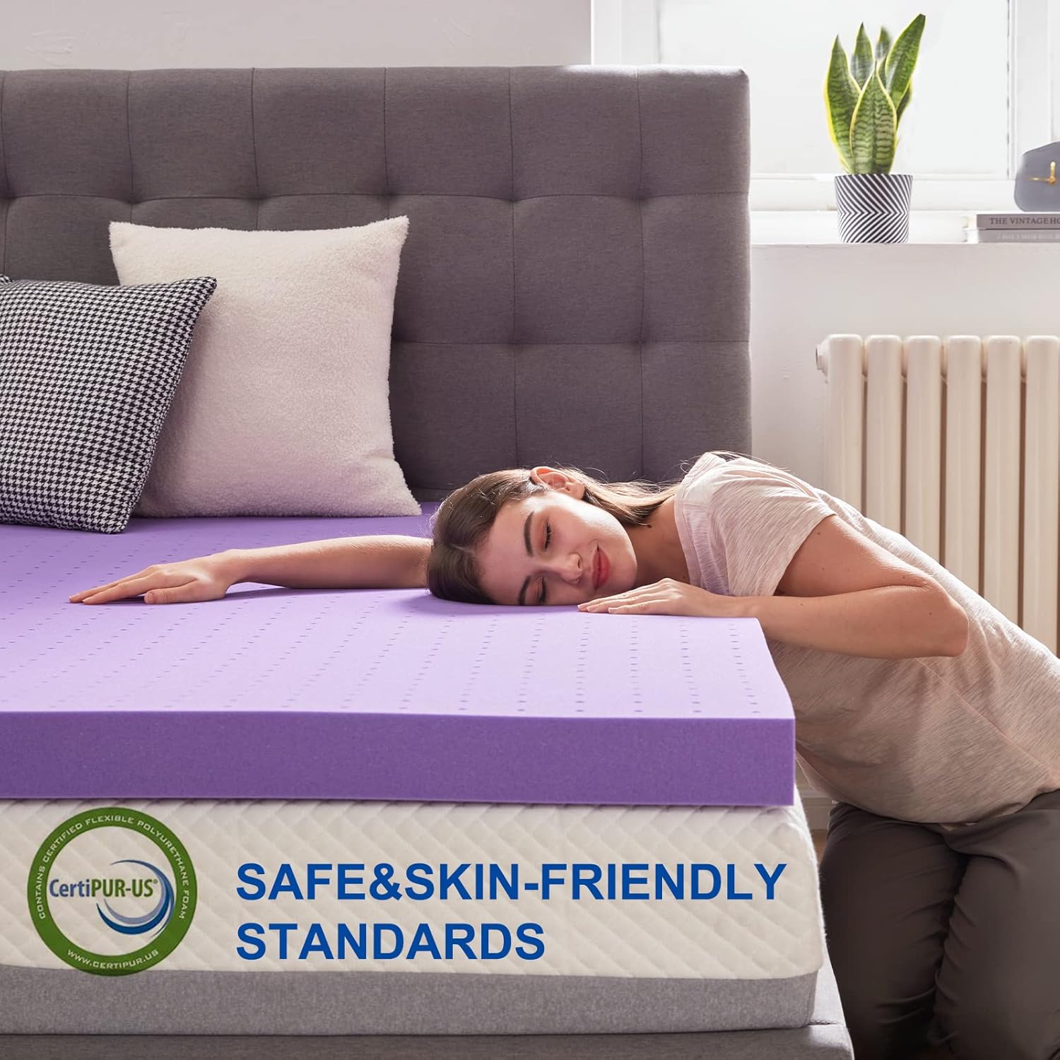 SINWEEK Gel Memory Foam Mattress Topper - Ventilated & Soft Pressure Relief - Twin Size, CertiPUR-US Certified