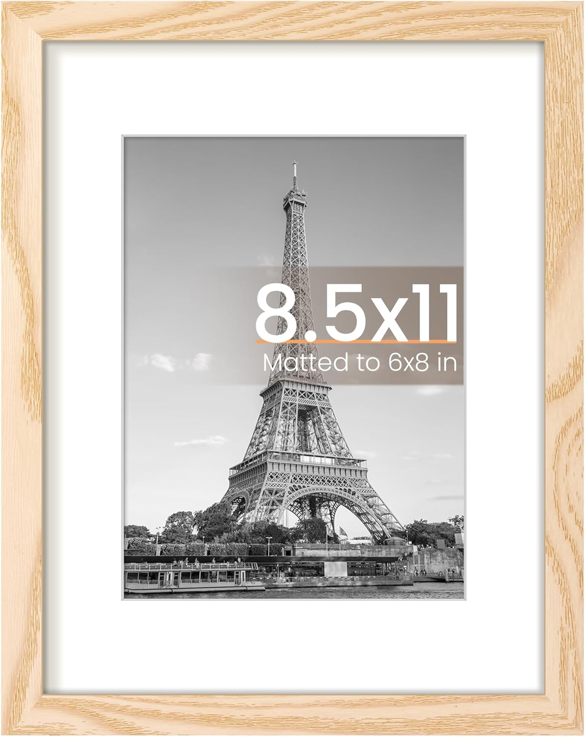 Upsimples 8.5 x 11 Picture Frame - Versatile Display for 6x8 or 8.5 x 11 Photos | Natural Finish, 1 Pack