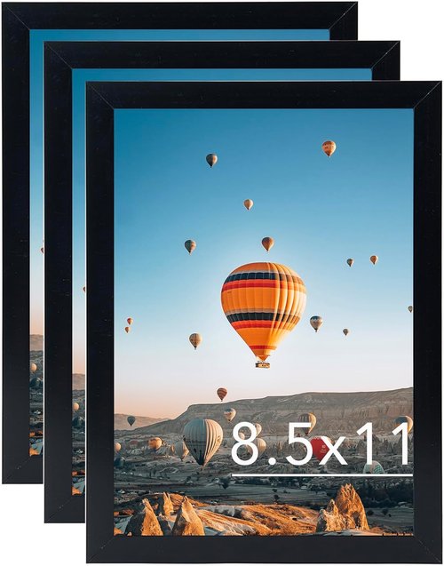 8.5x11 Picture Frame Set of 3 by [Brand Name] - Shatter Resistant Plexiglass for Wall & Tabletop Display