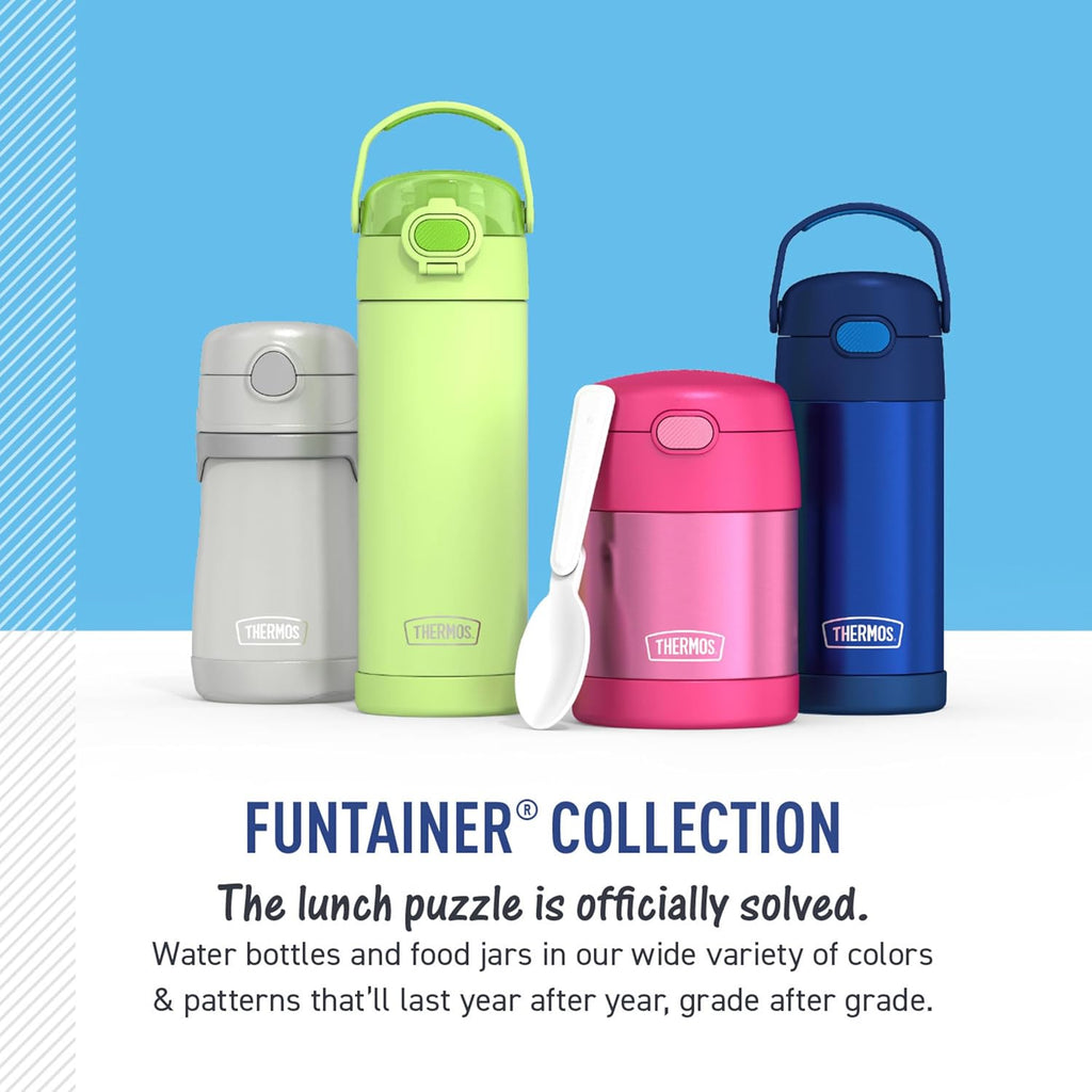 THERMOS FUNTAINER Water Bottle - 12 Ounce Kids Stainless Steel Vacuum Insulated with Straw | Mandalorian The Child