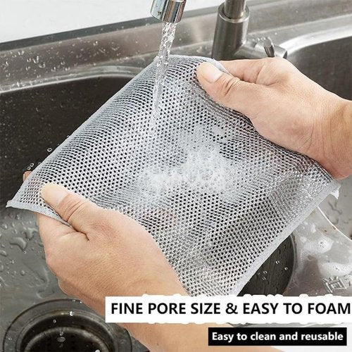 10 PCS Multipurpose Wire Dishwashing Rags, Multifunctional Non-Scratch Wire Dishcloth for Wet and Dry, Scrubs and Cleans for Dishes