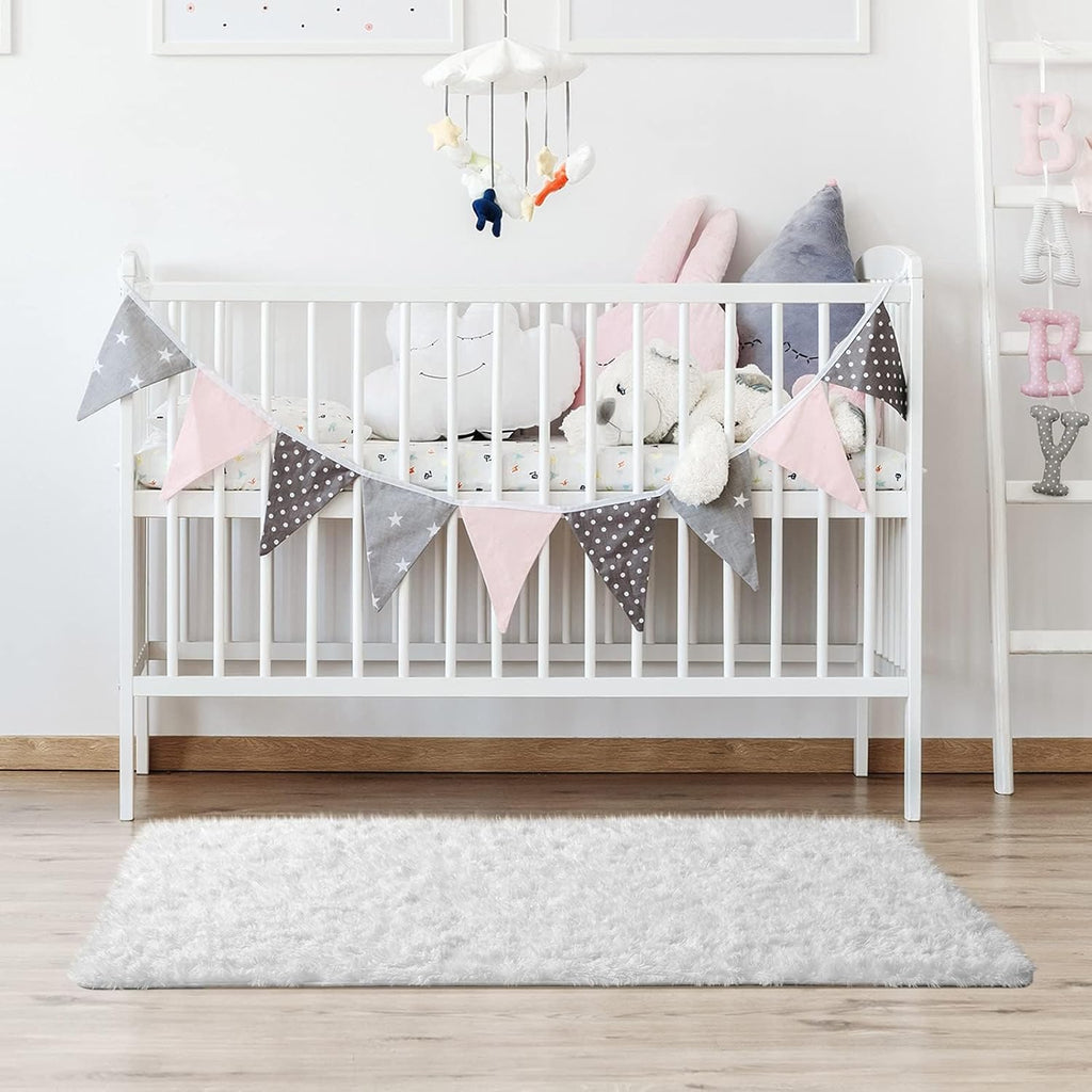 Ophanie White Shag Area Rug - Fluffy Soft Carpet for Bedroom | 3x5 Plush Bedside Decor