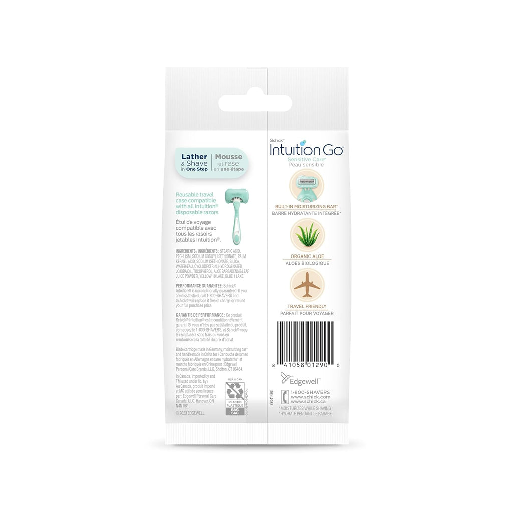 Schick Intuition Go Disposable Razor - Sensitive Skin, Organic Aloe, 1ct | Perfect Travel Razor & Stocking Stuffer