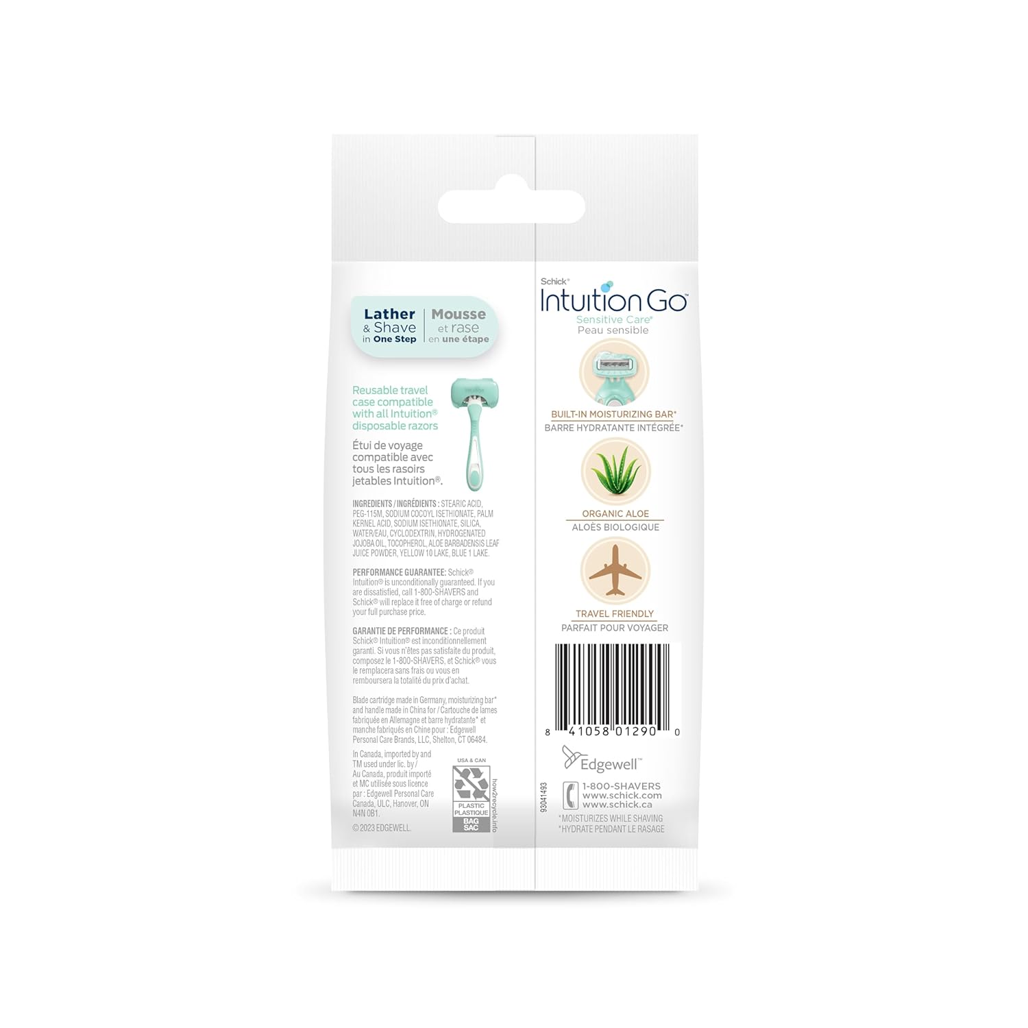 Schick Intuition Go Disposable Razor - Sensitive Skin, Organic Aloe, 1ct | Perfect Travel Razor & Stocking Stuffer