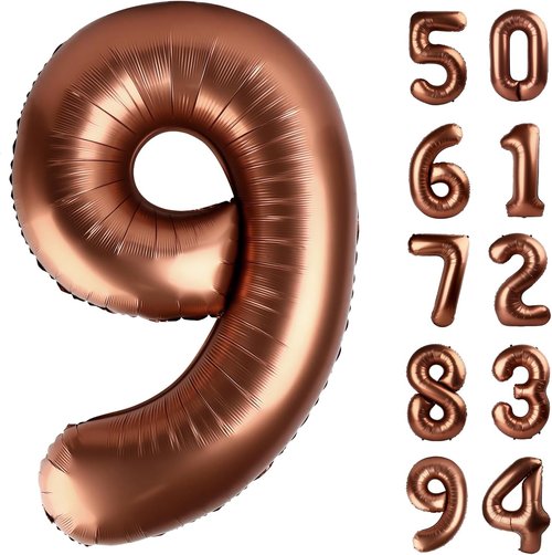 Dark Brown 40-Inch Number 9 Balloon | Giant Chocolate Birthday Decoration for Boys & Girls