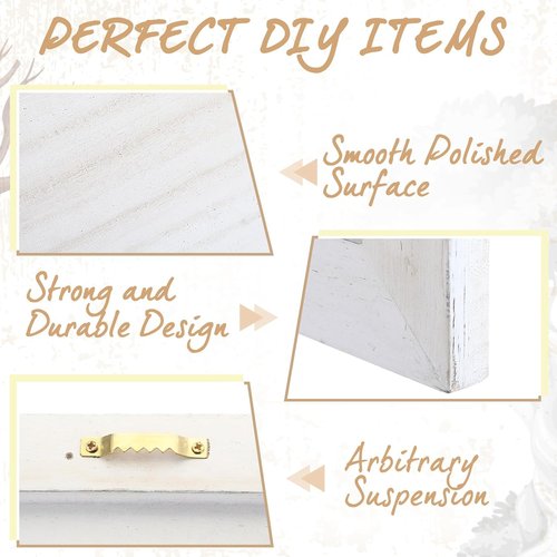 DoubleFill Wooden Craft Signs - 4 Pcs Washed Blank 12x12 Inch Rustic Plaques for DIY Projects | White