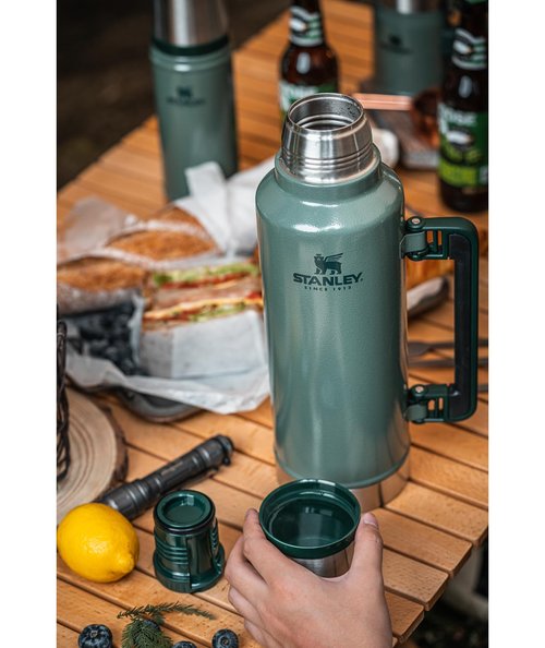 Stanley Classic Legendary Vacuum Bottle 2.0 qt | Wide Mouth with Leakproof Cup Lid | Keep Drinks Hot or Cold | Packable for Travel | Insulated Stainless Steel Thermal Bottle | BPA-Free | Black 2.0