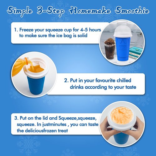 500ML Slushie Maker Cup, Magic Quick Frozen Smoothies Cups for Homemade Milk Shake Ice Cream Makers, Cooling Cups, Double Layer Squeeze Slushy Cup, Birthday Gifts for Boy, Girls,Friends,Family
