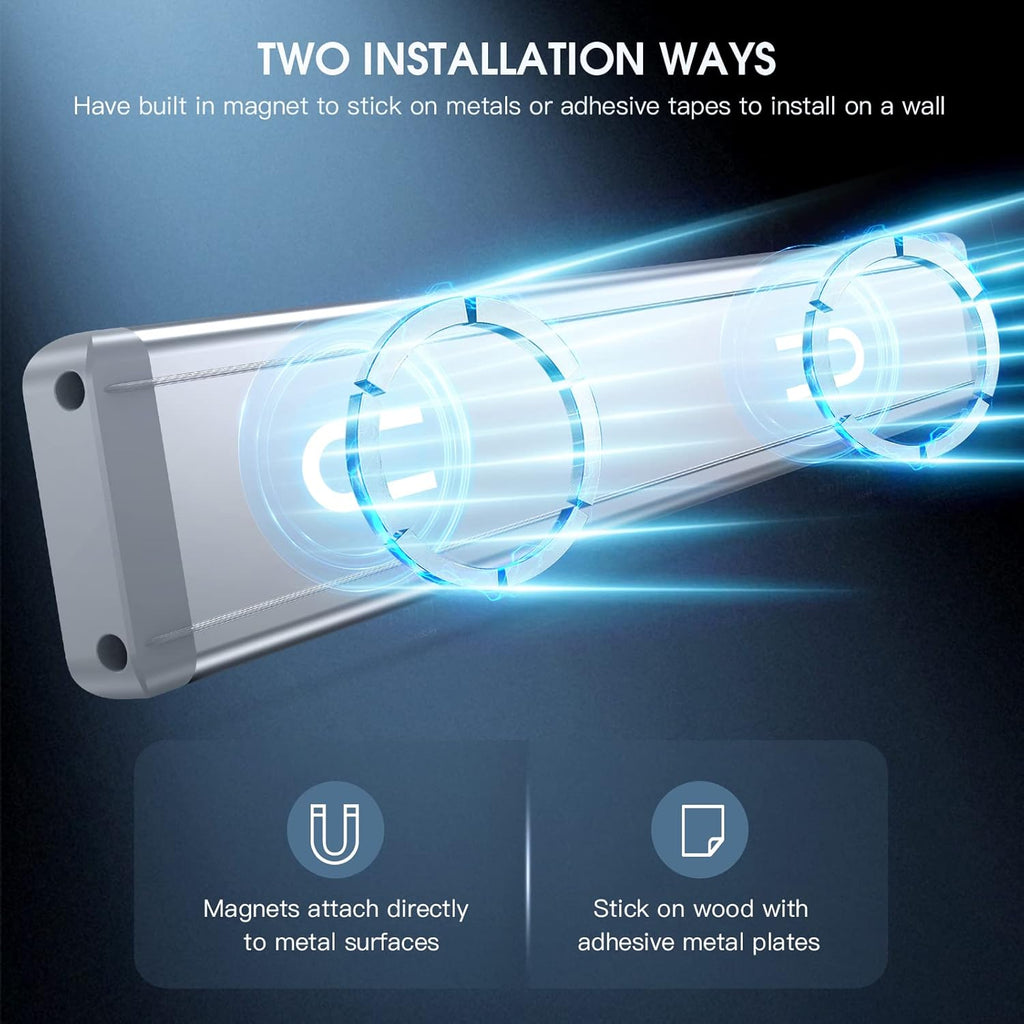 MCGOR 10-Inch Under Cabinet Lighting - 2 Pack Rechargeable Motion Sensor Lights | Dimmable Magnetic Indoor Closet Lights for Kitchen & Stairs