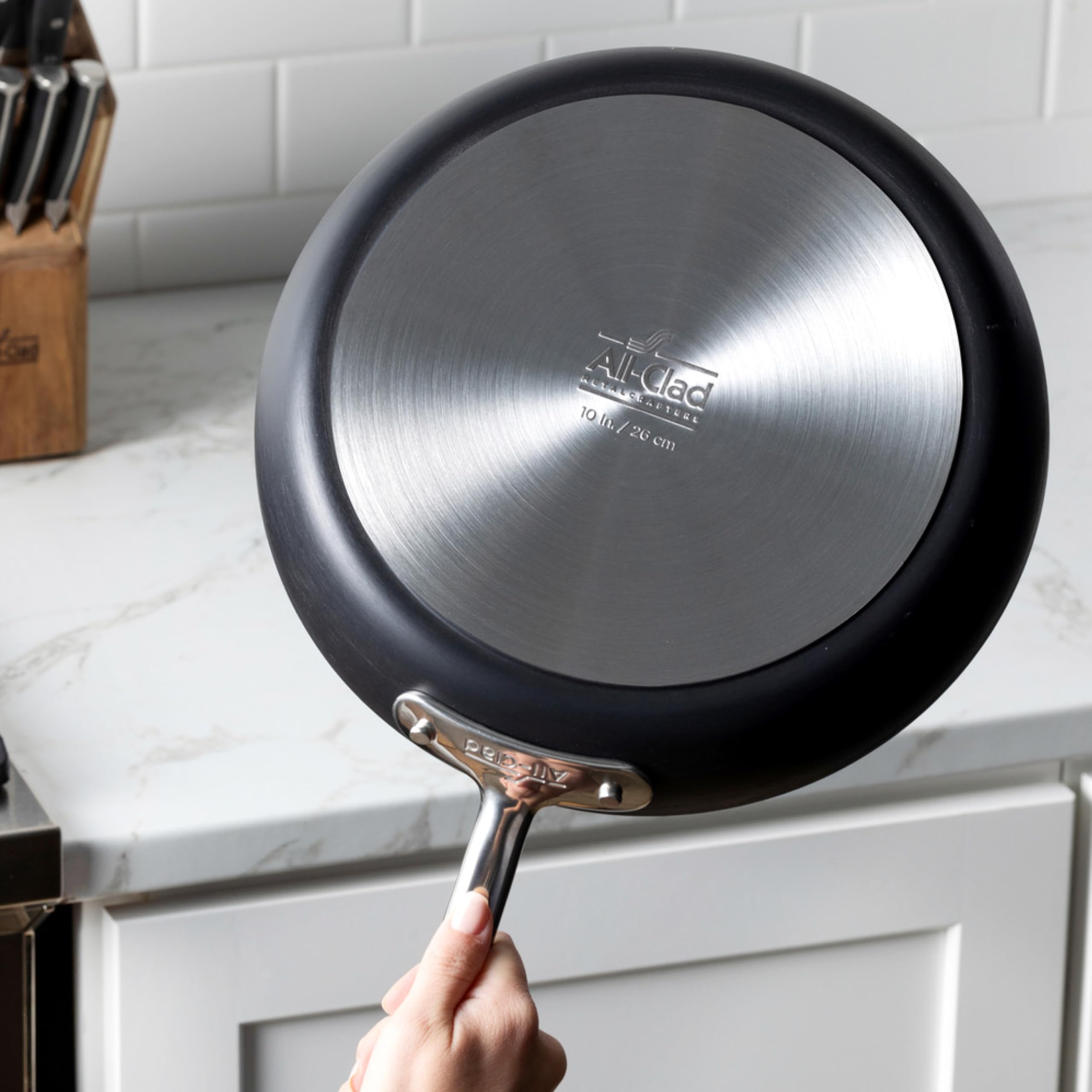All-Clad Hard Anodized Expert Nonstick 10-Inch Wok Pan, Stay-Cool Handle, Dishwasher-Friendly, Oven-Safe Up to 500°F, Wok for Stir Fry, Induction Ready, Compatible with All Cooktops, Black