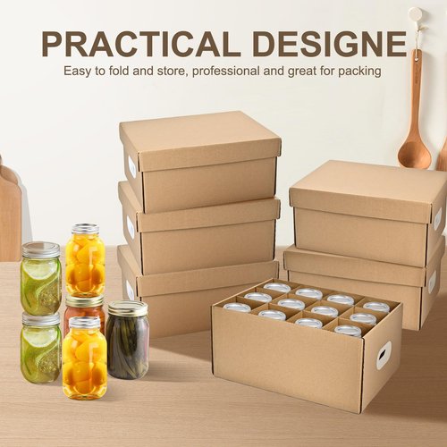 PPXHFV 3 Pcs Canning Jar Storage Boxes, Fits 32 oz Regular or Wide Mouth Jars, 12 Cells, Mason Jar Organizer