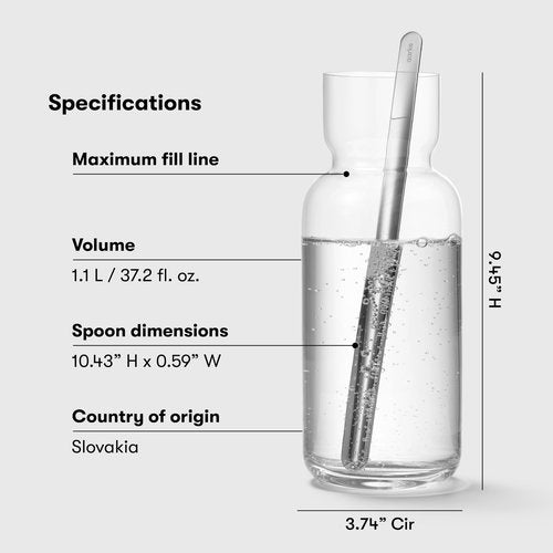 Aarke Nesting Carafe Crystal Glass (1.1 Litre) and Stainless Steel Bar Spoon