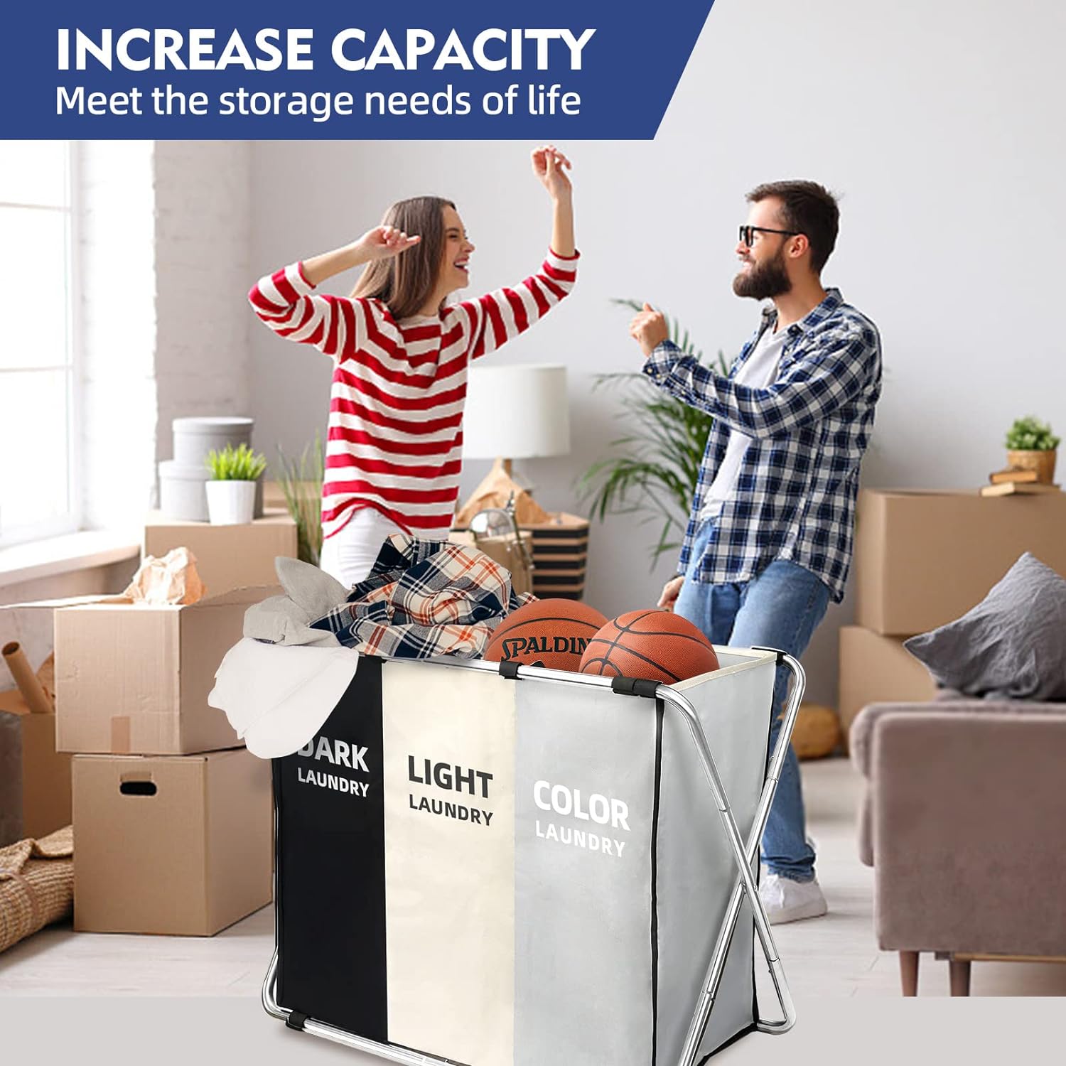 Skiennix 180L Large Laundry Basket - Collapsible Tall Hamper with Handles for Dorm & Closet Storage