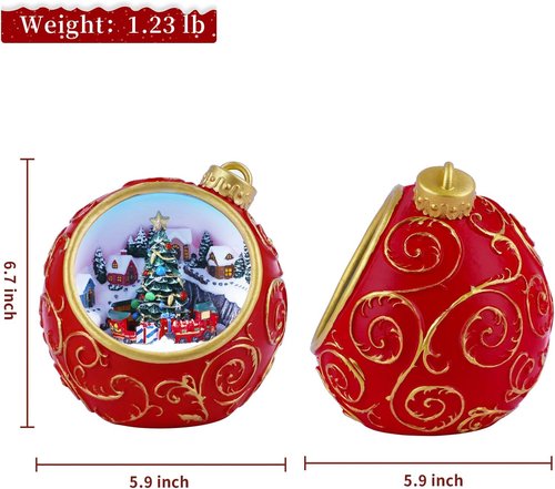 6.3" Animated Musical Christmas Village Figurines - Rotating Train, Lights & Auto Timer | USB-C/Battery Powered Holiday Decor