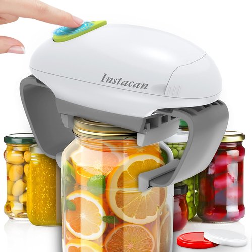 INSTACAN Electric Jar Opener - Higher Torque, One-Touch Operation for Easy Lid Removal | Ideal for Seniors & Arthritic Hands (White)