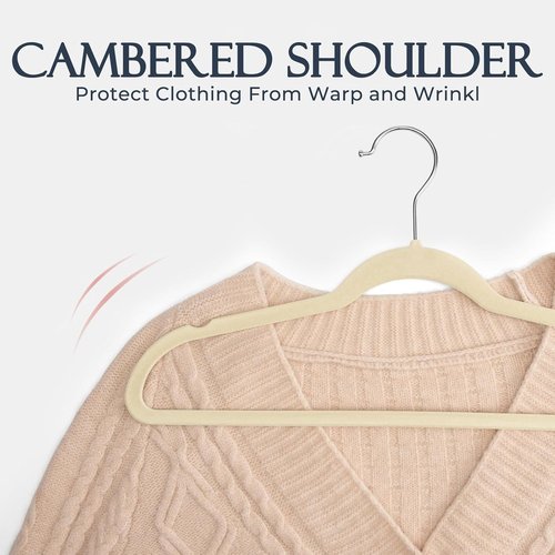 HOUSE DAY Velvet Hangers - Non-Slip Heavy Duty Clothes Hangers | 20 Pack in Beige for Space Saving Closet Organization
