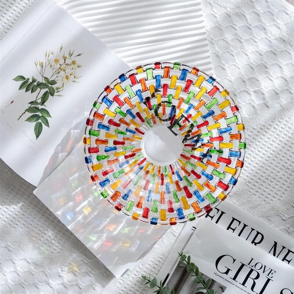 MAGCOLOR Hand-Painted Colorful Woven Glass Crystal Salad & Fruit Bowl - Perfect Centerpiece for Home & Events