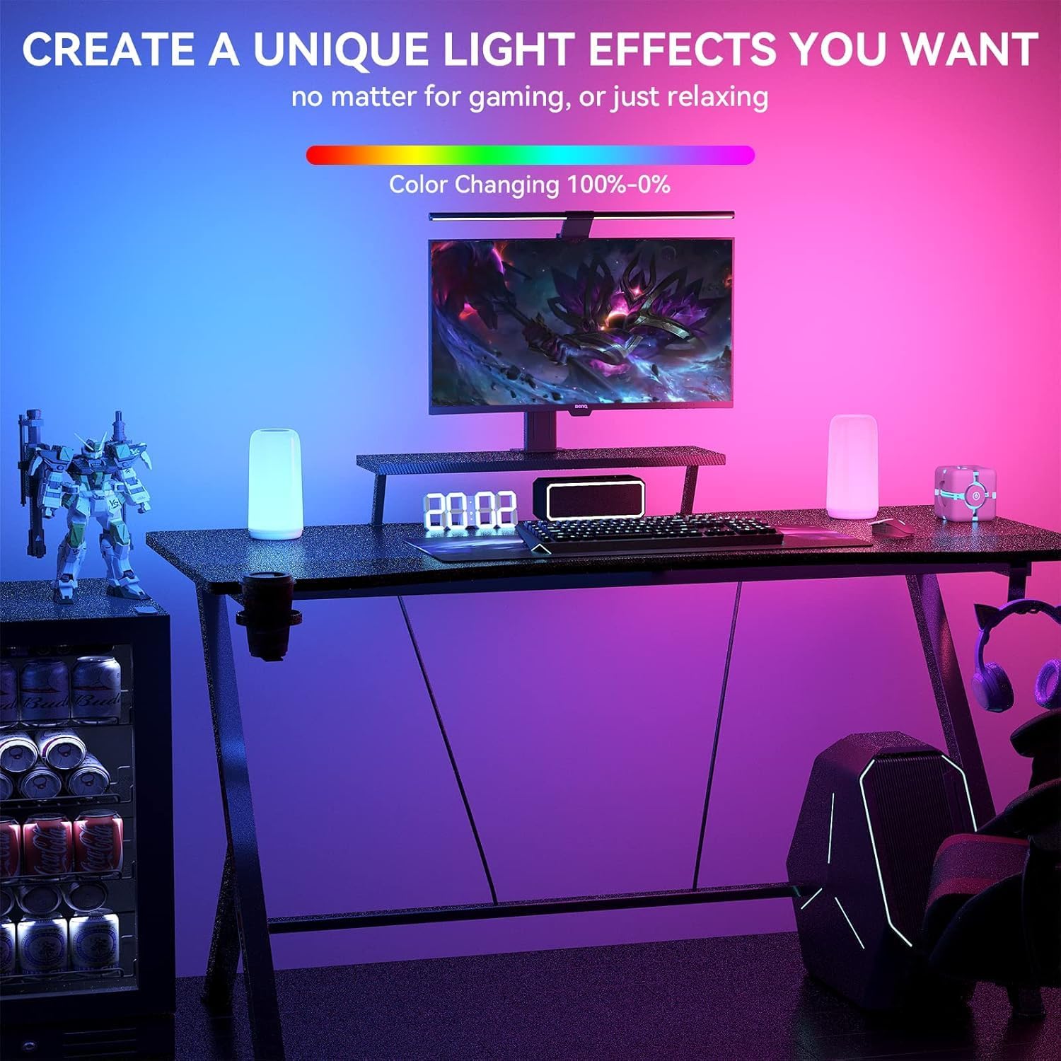 ROOTRO Touch Bedside Table Lamp - Sleek RGB Design | 3-Way Dimmable LED Nightstand Light for Bedroom & Living Room