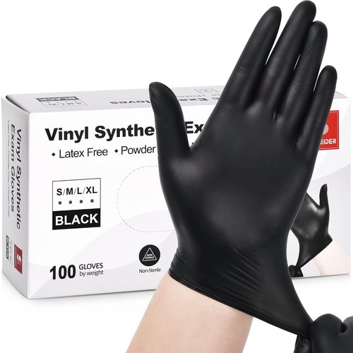 Black Vinyl Exam Gloves - 4 Mil Thickness | Nitrile Exam Gloves - 5 Mil, 100-Count Box (Medium)