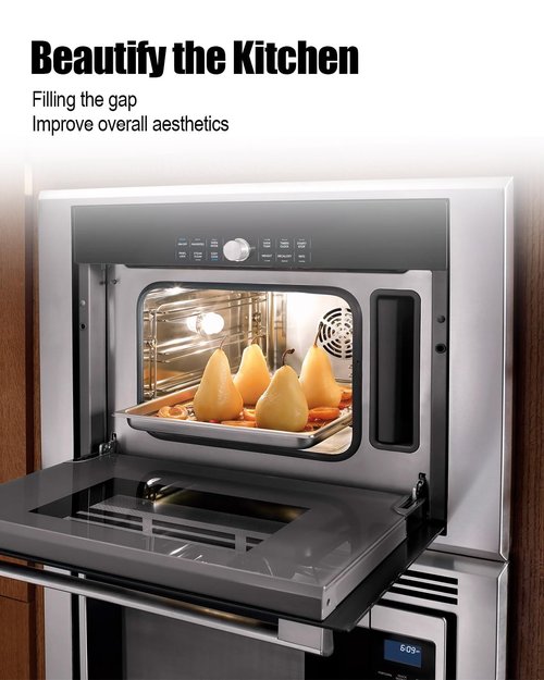 8171339 Microwave Filler Kit Fills Over The Range Oven Cabinet Gap, Stainless Steel Microwave Trim Kit Replacement Fit for Whirlpool GE LG Over-The-Range Microwave, 15.75”H x 10.75”D × 2.95”W
