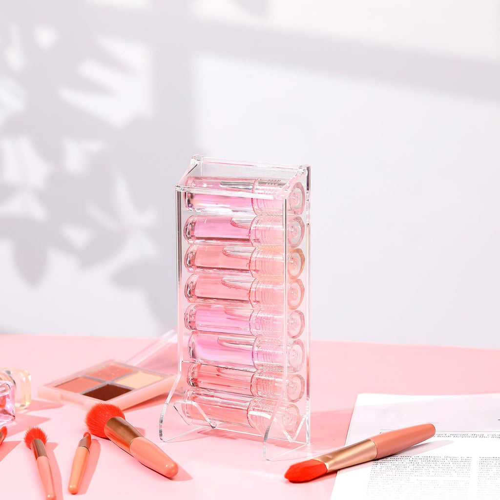Weysat 2 Pcs Clear Acrylic Lip Balm Dispenser Organizer Holder for Lip Balm Containers Freestanding Counter Display Retail Stand for Lipsticks Glosses (Single Slot)